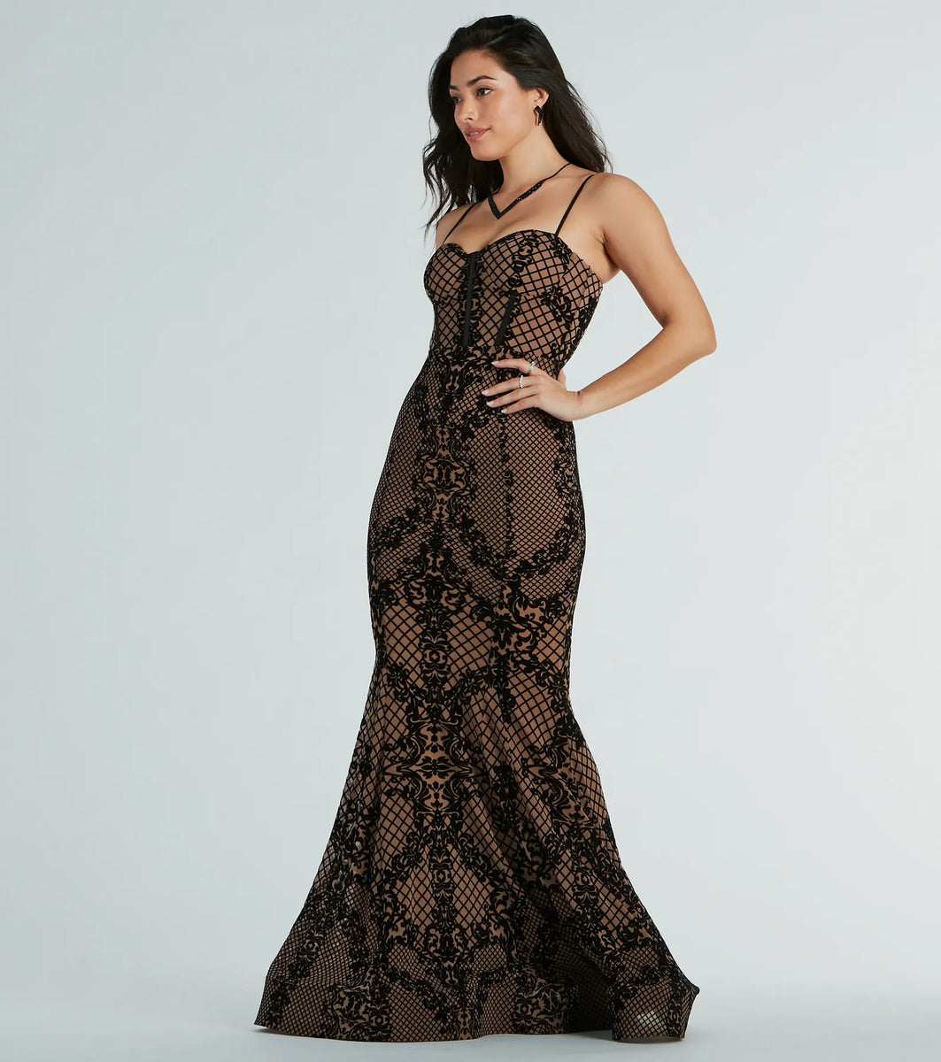 Flocked velvet dress online