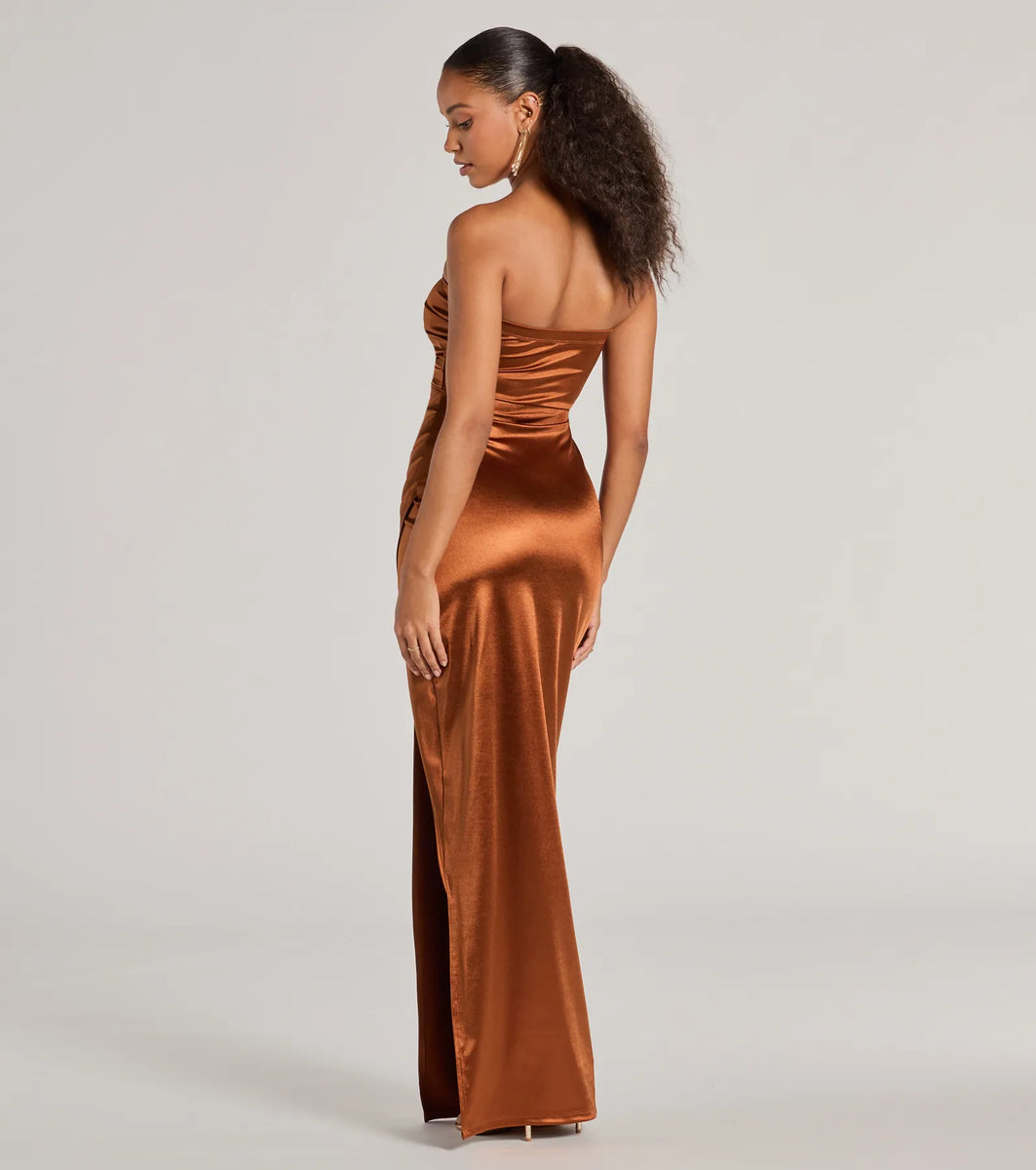 Lauren Strapless Wrap Slim Satin Formal Dress Windsor