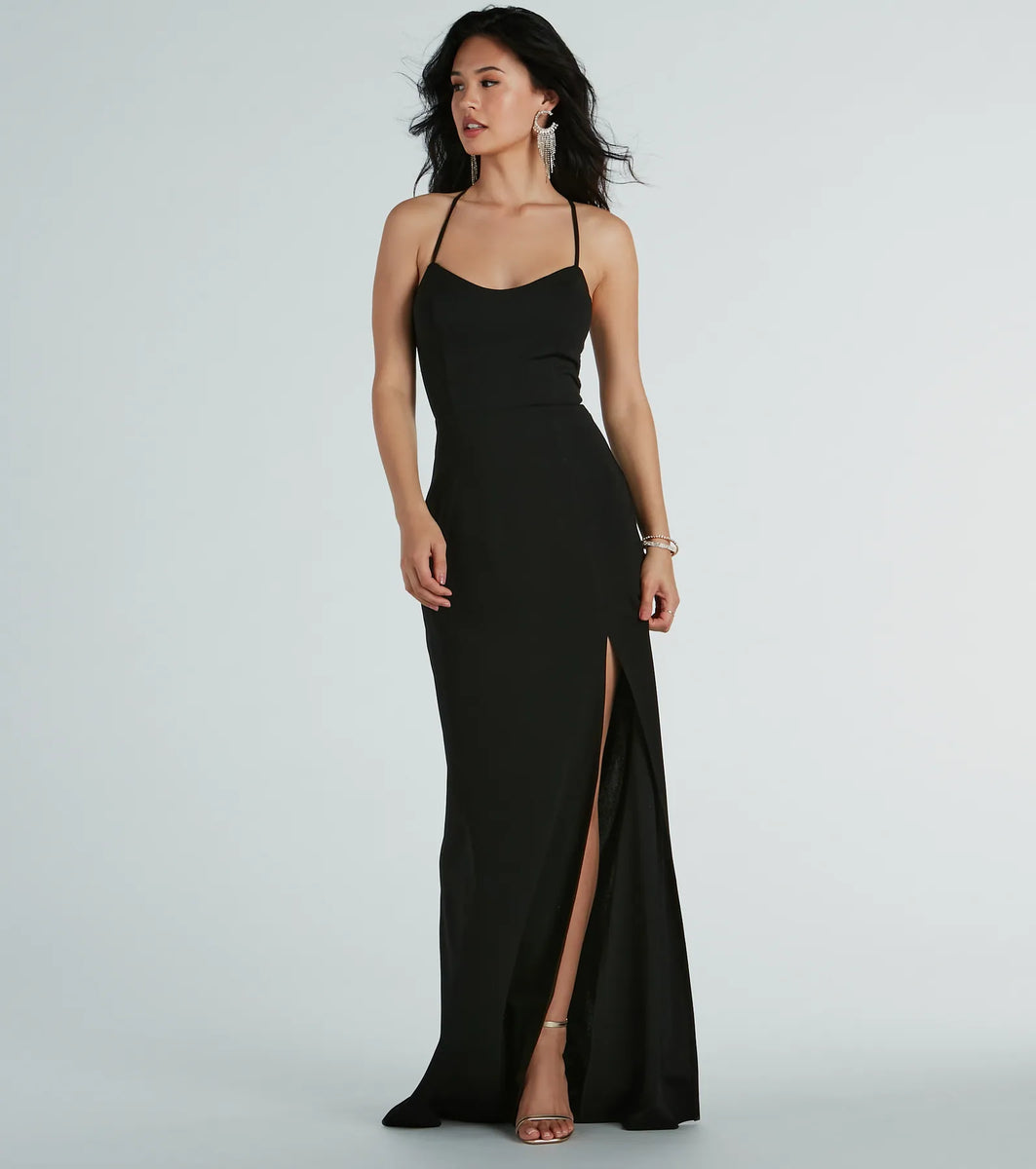 Brianna Strappy Back Mermaid Crepe Formal Dress | Windsor