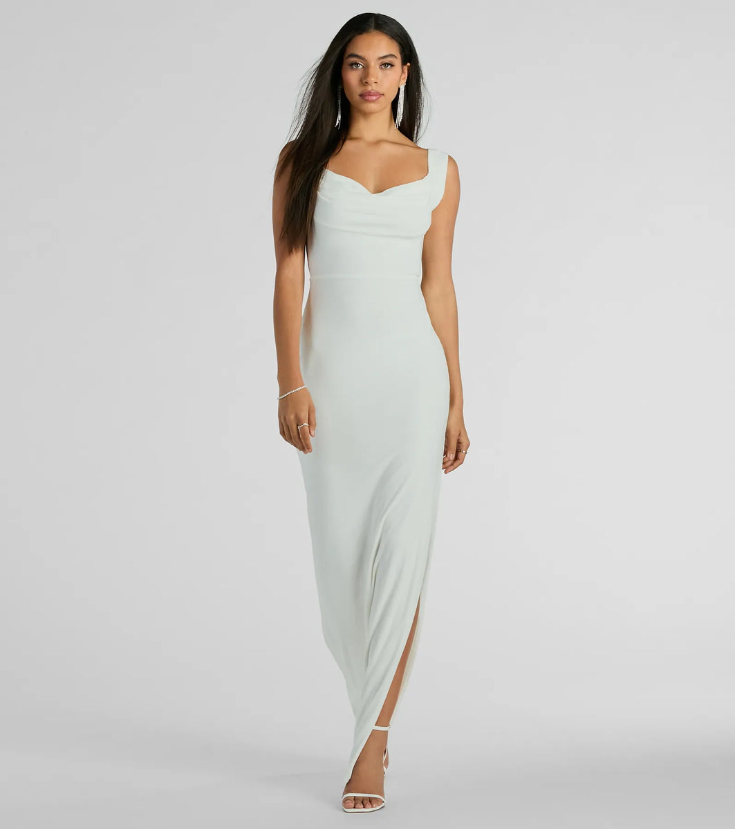 Claire Low-Back Slim Glitter Mesh Formal Dress | Windsor Claire Low-Back Slim Glitter Mesh Formal Dress | Windsor