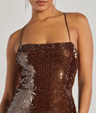 Naya Lace-Up High Slit Sequin Formal Dress