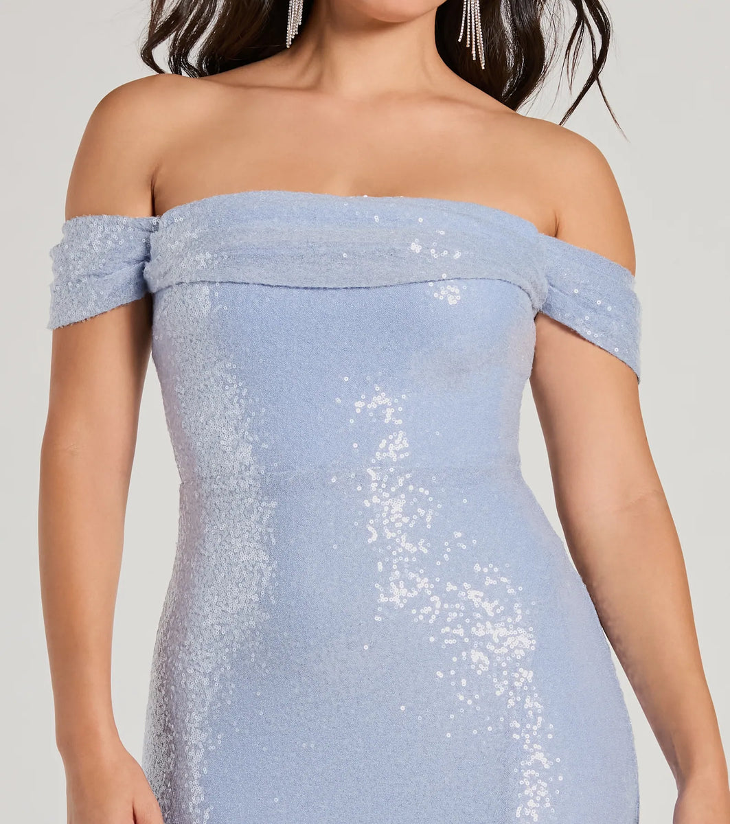 Kat Off-The-Shoulder Mermaid Sequin Formal Dress | Windsor Kat Off-The-Shoulder Mermaid Sequin Formal Dress | Windsor