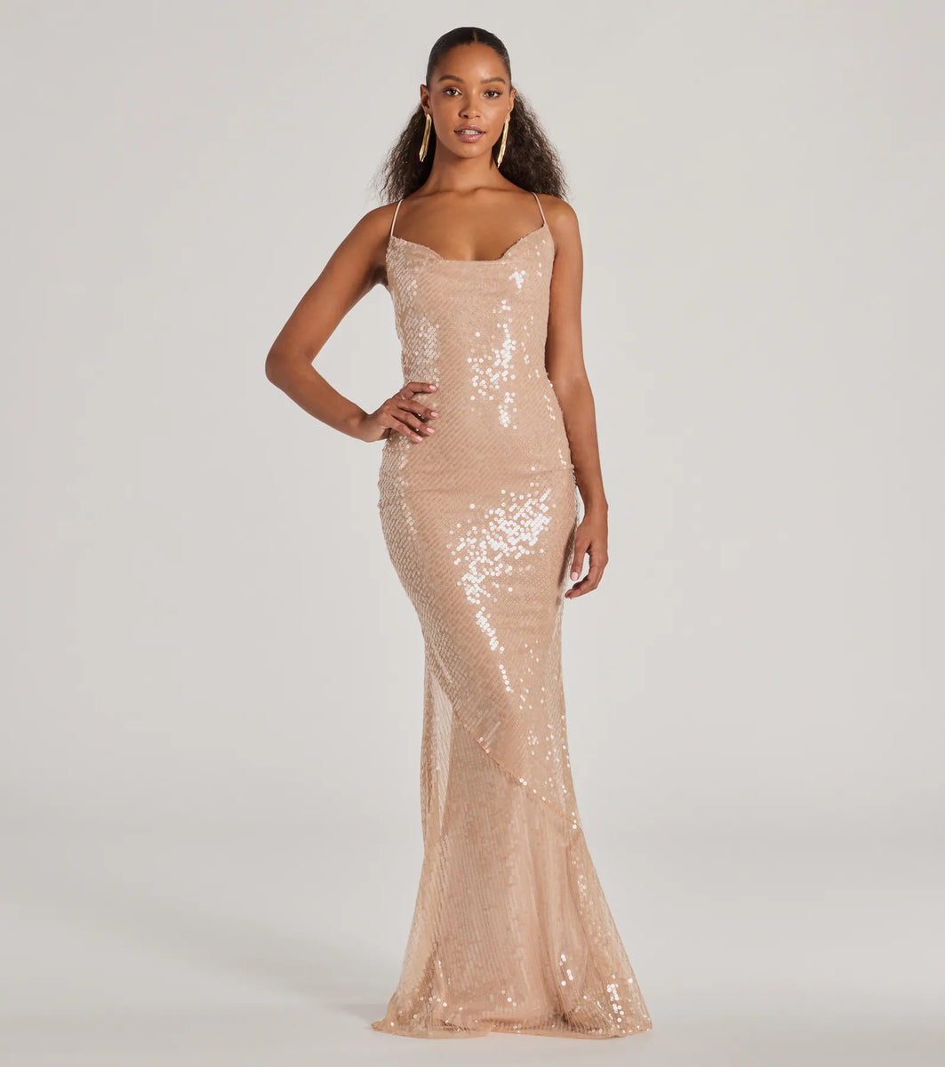 Rachael Lace Up Mermaid Sequin Formal Dress | Windsor Rachael Lace Up Mermaid Sequin Formal Dress | Windsor
