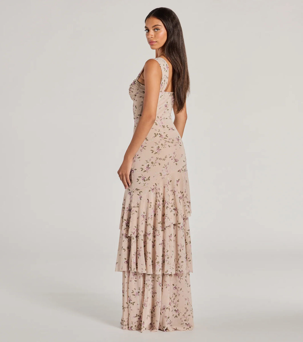 Melonie Corset Ruffled Mermaid Floral Formal Dress | Windsor