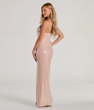 Stand out in a crowd with the Emerie V-Neck Cutout Slim Sequin Formal Dress, a glamorous nude sequin dress that sparkles effortlessly as an NYE party gown, wedding guest dress, or must-have evening wear for formal events like military balls and winter formals.
