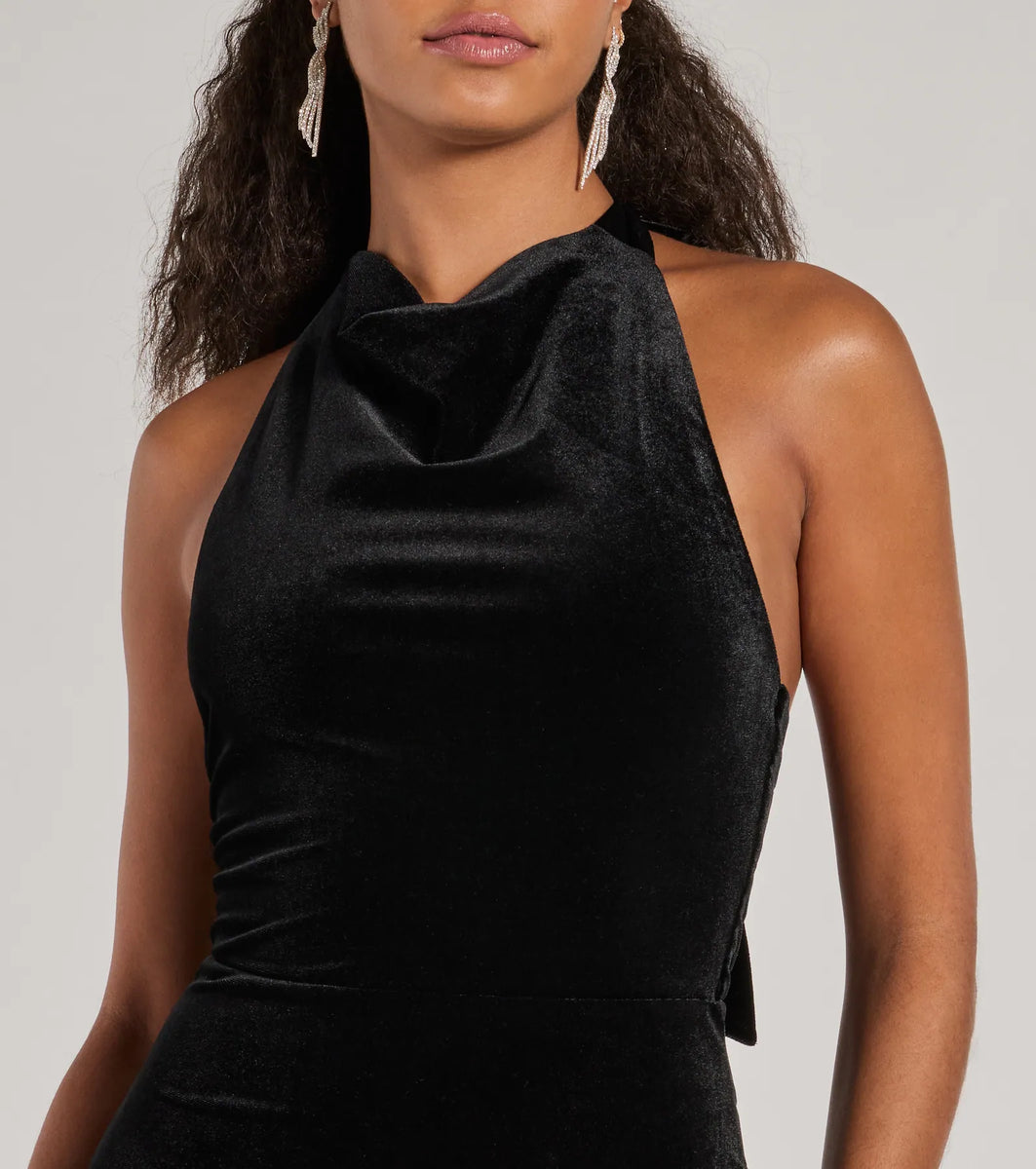 Nara Long Velvet Halter Mermaid Dress | Windsor Nara Long Velvet Halter Mermaid Dress | Windsor