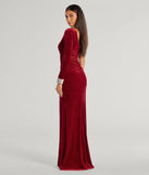The Lyra Velvet One-Shoulder Rhinestone Cuff Mermaid Dress is a wine dress, an essential holiday or NYE dress that pairs chic style with versatility making it perfect for cocktail events, New Year's Eve parties, or as a winter wedding guest look.