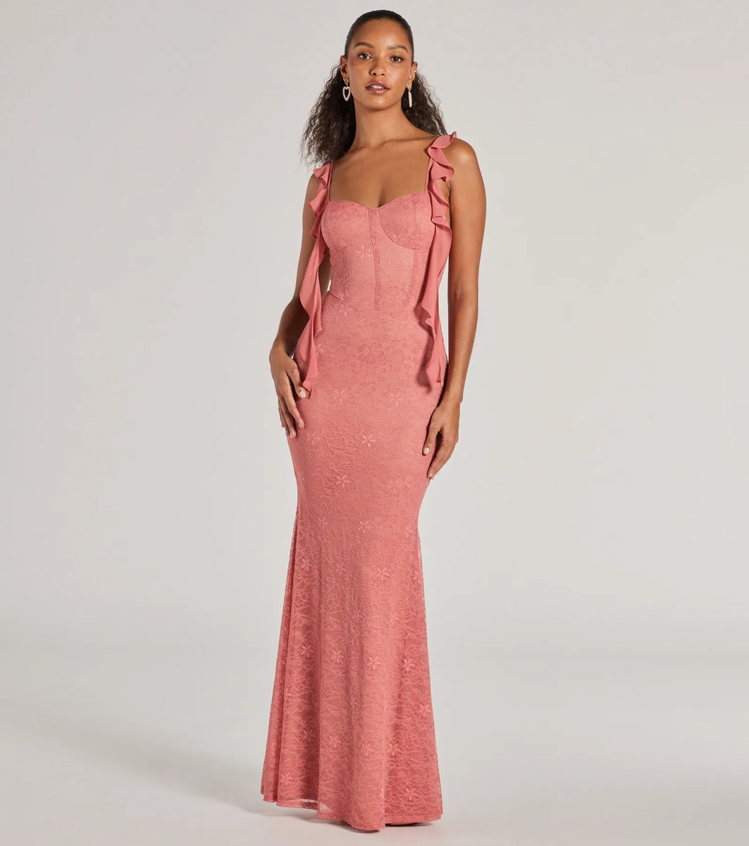 Alanna Ruffled Lace Corset Mermaid Dress | Windsor