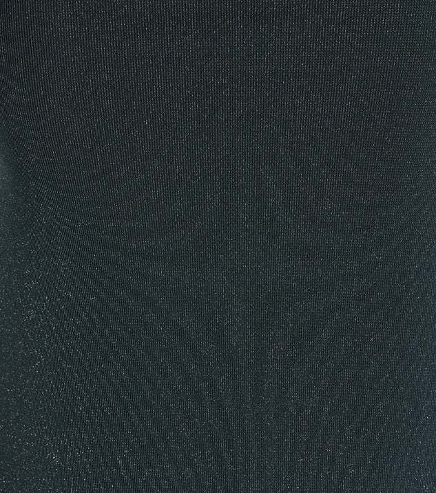 Shine bright in the Tova Off The Shoulder Glitter Mermaid Dress, a hunter green sparkly long sleeve dress crafted for winter formal events, NYE celebrations, and glamorous holiday outfits.