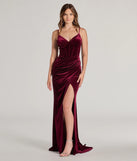 The Fia Sleeveless Velvet Wrap Corset Mermaid Dress is a burgundy holiday dress with a festive style, crafted from luxe fabrics and with unique design accents, a perfect pick as your holiday party dress.