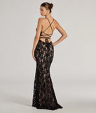 The Mckenna Velvet Flocked Lace Mermaid Dress in black is a standout holiday party outfit with luxurious fabrics and a chic, festive style, perfect for holiday parties and NYE celebrations.