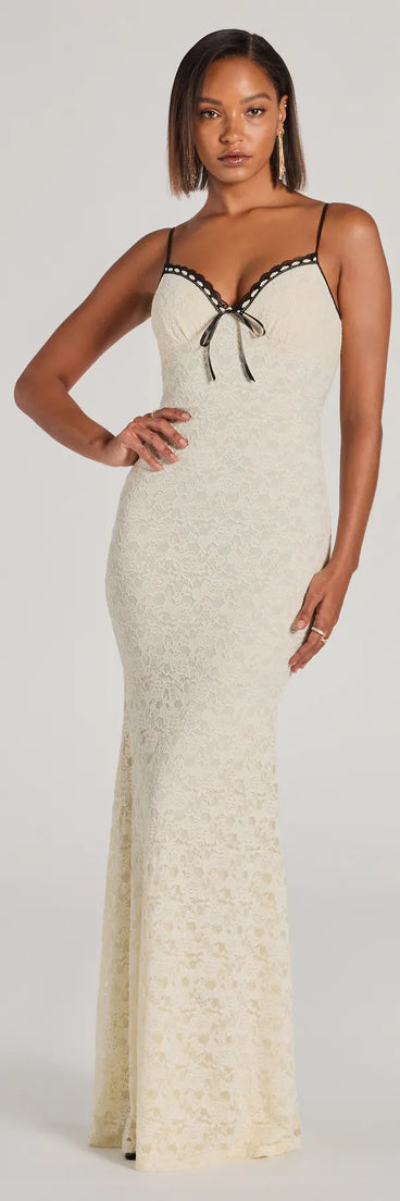 Make the big day unforgettable with the Glinda V-Neck Bow Lace Mermaid Formal Dress, a gorgeous ivory bridesmaid dress that balances elegance and affordability.