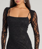 The Adele Sleeveless Lace Mermaid Dress With Bolero is an elegant black formal dress in a rich seasonal color and with unique design accents that make dressing up for winter parties, holiday balls, or festive gatherings effortless!