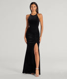 The stunning Ilse Velvet Bow Strap High Slit Mermaid Dress provides a chic silhouette and party-ready details that make it a standout black dress for cocktail events, New Year's Eve parties, or as a winter wedding guest look.