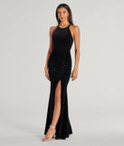 The stunning Ilse Velvet Bow Strap High Slit Mermaid Dress provides a chic silhouette and party-ready details that make it a standout black dress for cocktail events, New Year's Eve parties, or as a winter wedding guest look.