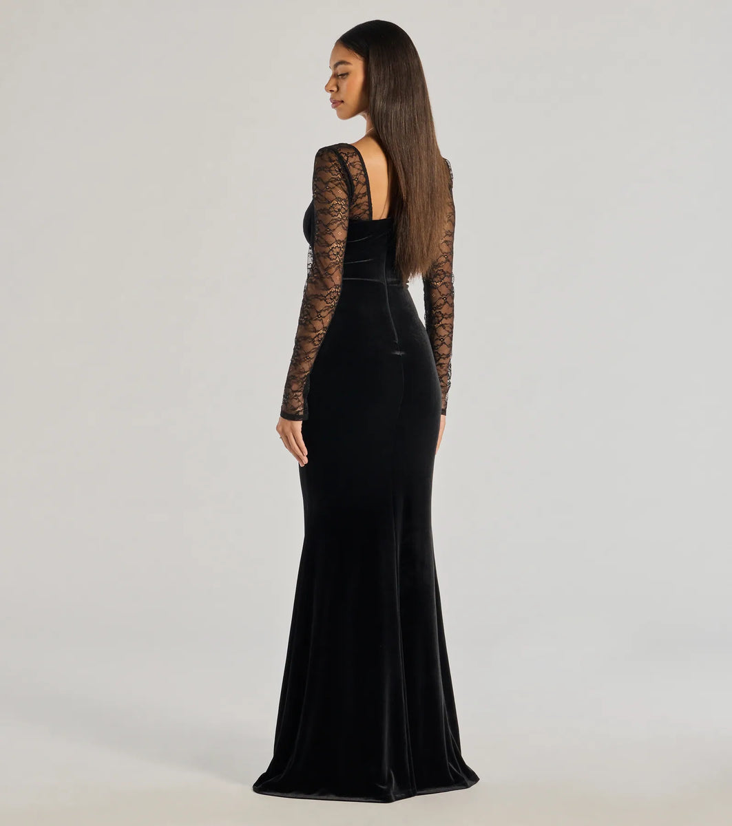 スーツ・フォーマル・ドレス acka velour long dress Satin A-Line Dress – Tux-USA®