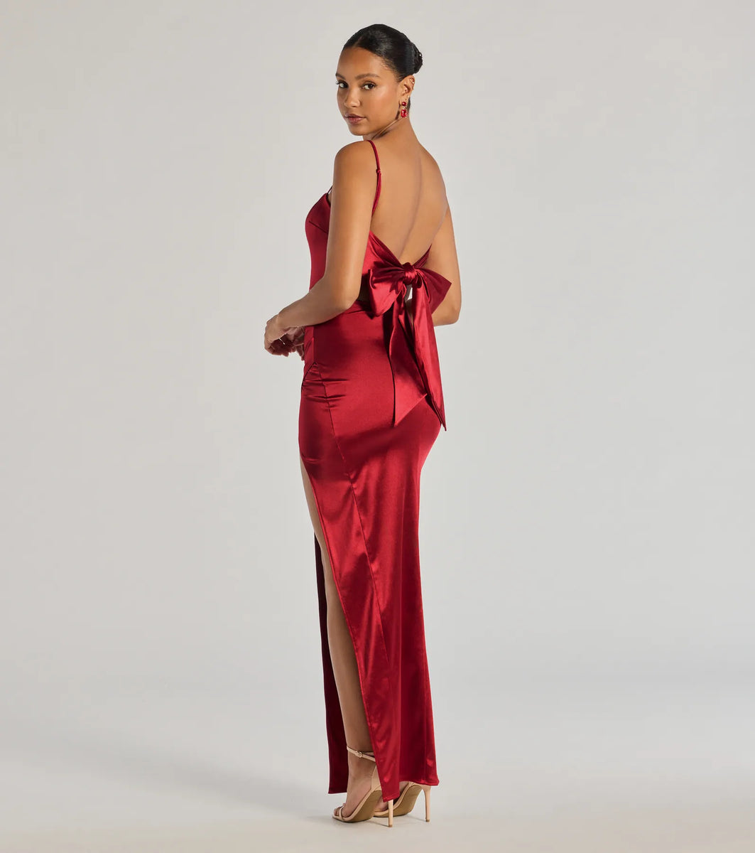 Carolina High-Slit Bow Wrap Dress | Windsor Carolina High-Slit Bow Wrap Dress | Windsor