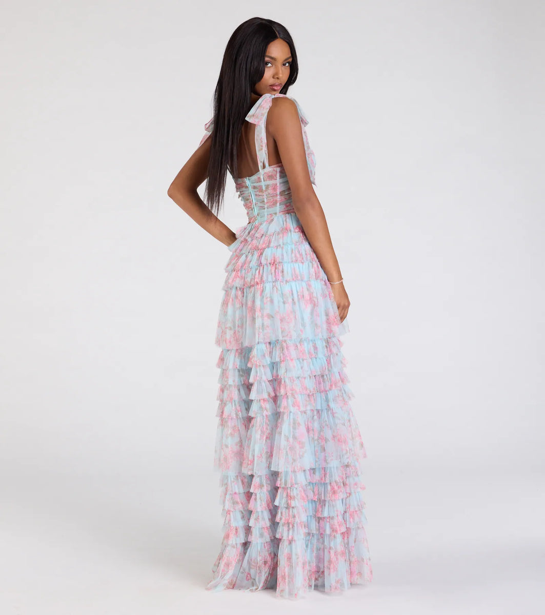 Catrina Corset A-Line Floral Mesh Formal Dress | Windsor Catrina Corset A-Line Floral Mesh Formal Dress | Windsor