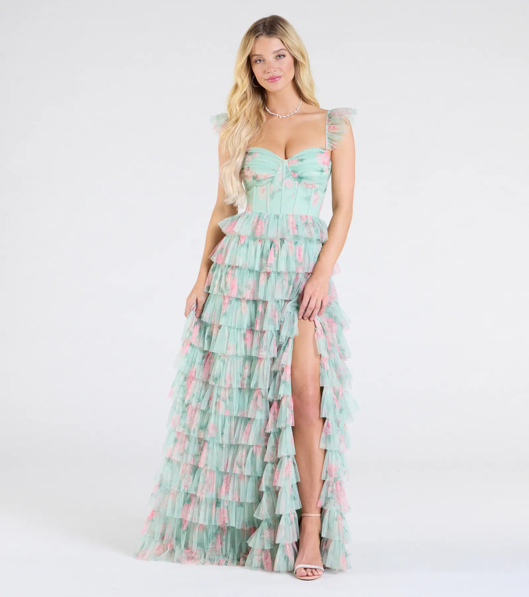 Sienna Floral Bodycon Slit Formal Dress main image 0
