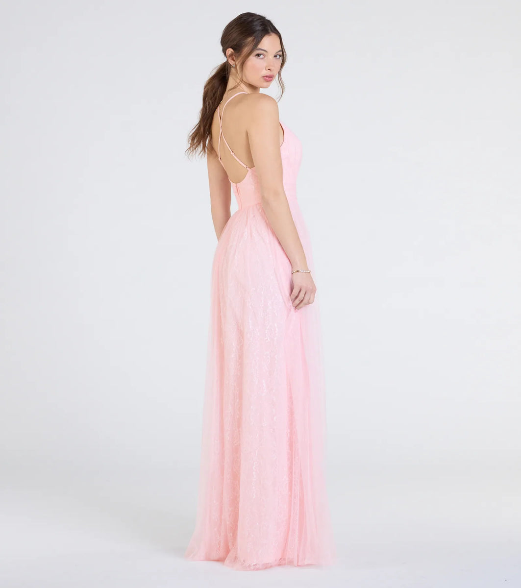 knee length dresses for ladies Solana A-Line Glitter Sequin Tulle Formal Dress