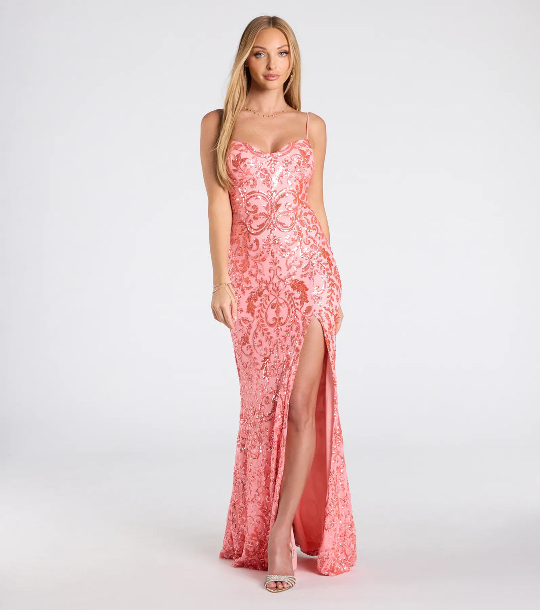 Ebony Sequin Corset Slit Mermaid Dress | Windsor