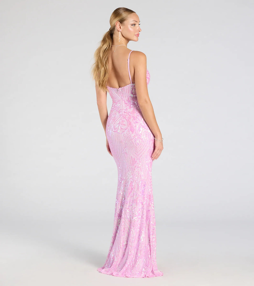 Kensie V-Neck Mermaid Sequin Formal Dress | Windsor