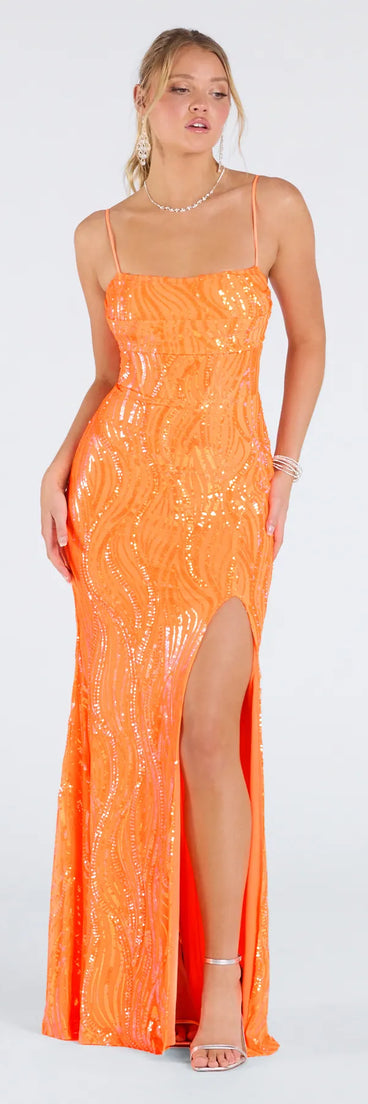 Make a bold statement in the Ashleigh Lace-Up Corset Sequin Formal Dress in neon, the perfect fall dress for weddings, cocktail hours, nights out, and/or seasonal celebrations.