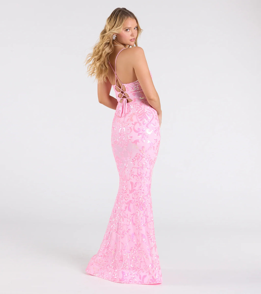 Jessica Lace-Up Mermaid Sequin Formal Dress Jessica Lace-Up Mermaid Sequin Formal Dress