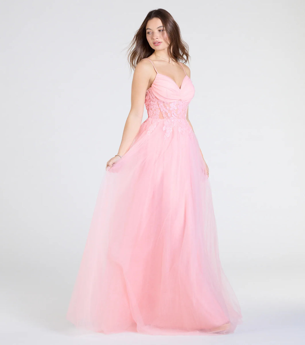 Alia Sequin Applique A-Line Tulle Formal Dress | Windsor Alia Sequin Applique A-Line Tulle Formal Dress | Windsor