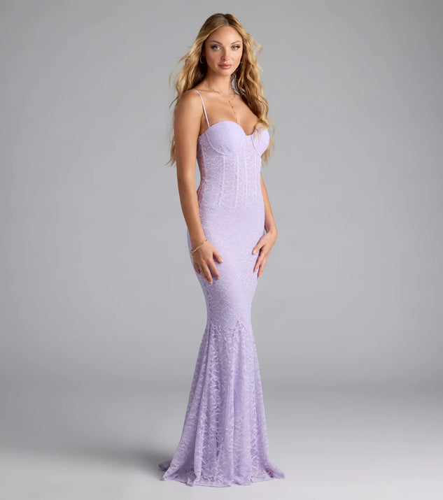 The Ariella Corset Mermaid Lace Formal Dress is your new go-to lavender dress—effortless, versatile, and made to update your fall style in seconds.
