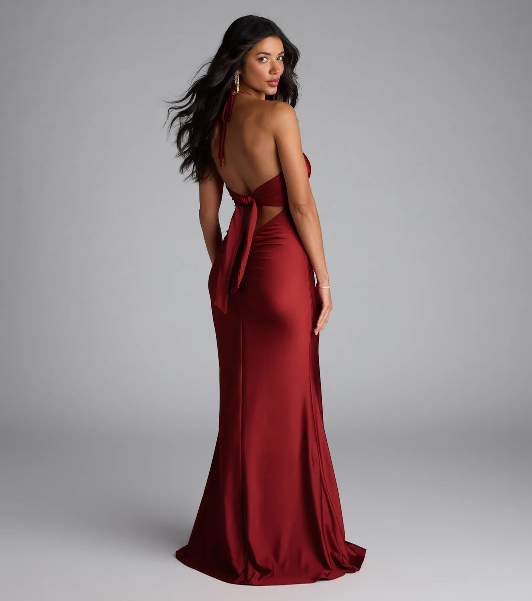 Becky V-Neck Tie-Back Slit Mermaid Dress Becky V-Neck Tie-Back Slit Mermaid Dress