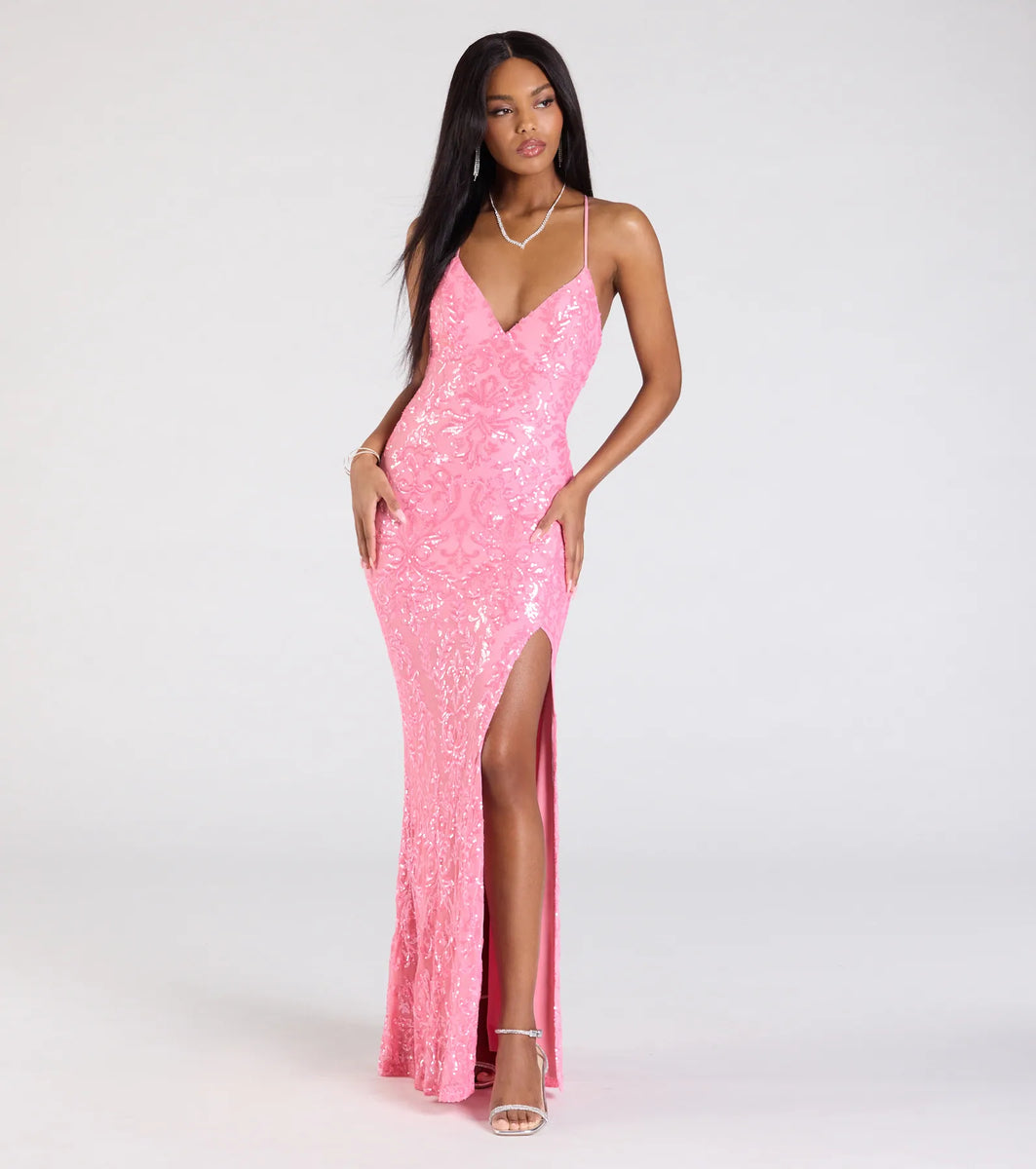 Lora Sequin Lace-Up Mermaid Dress | Windsor