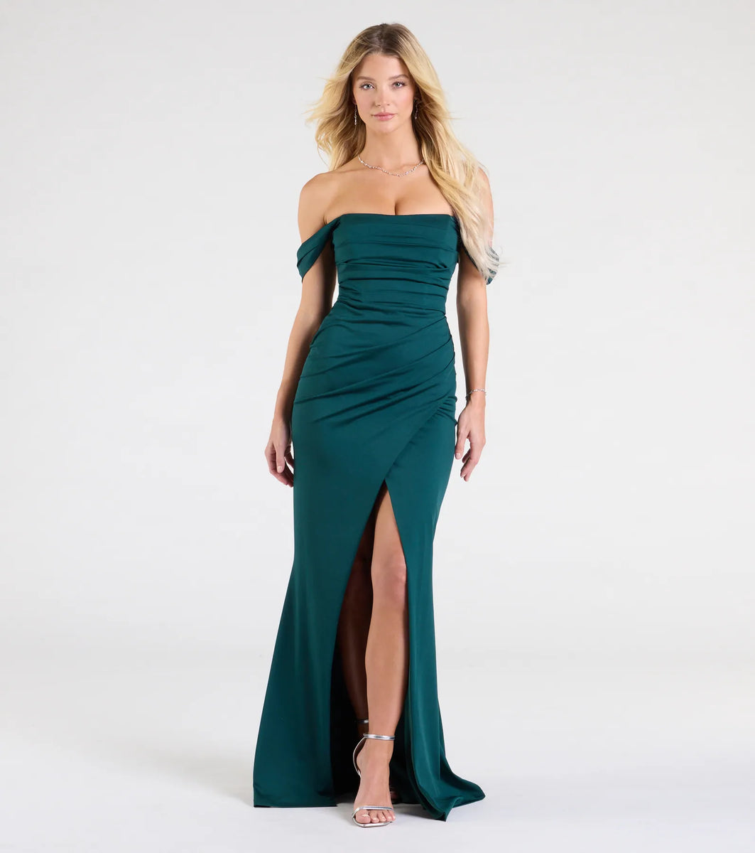 slim fit dress slacks Elegant Elena Maxi Dress in Emerald