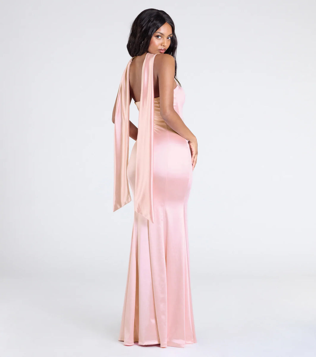 Santana Strapless Scarf Mermaid Satin Formal Dress | Windsor Santana Strapless Scarf Mermaid Satin Formal Dress | Windsor