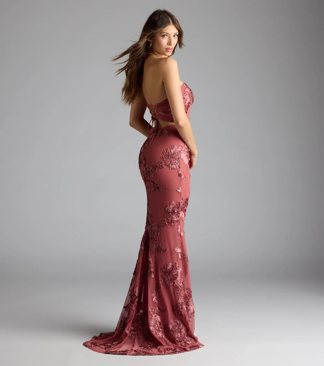 【美品】etoll. エトル Cutout mermaid dress Ariela Lace-Up Cutout Mermaid Formal Dress | Windsor