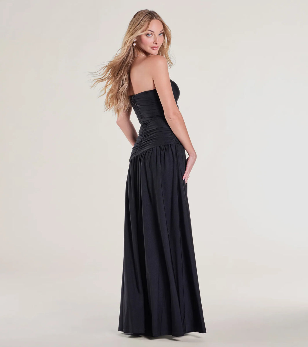Jersey A-Line Strapless Simple Formal Dresses