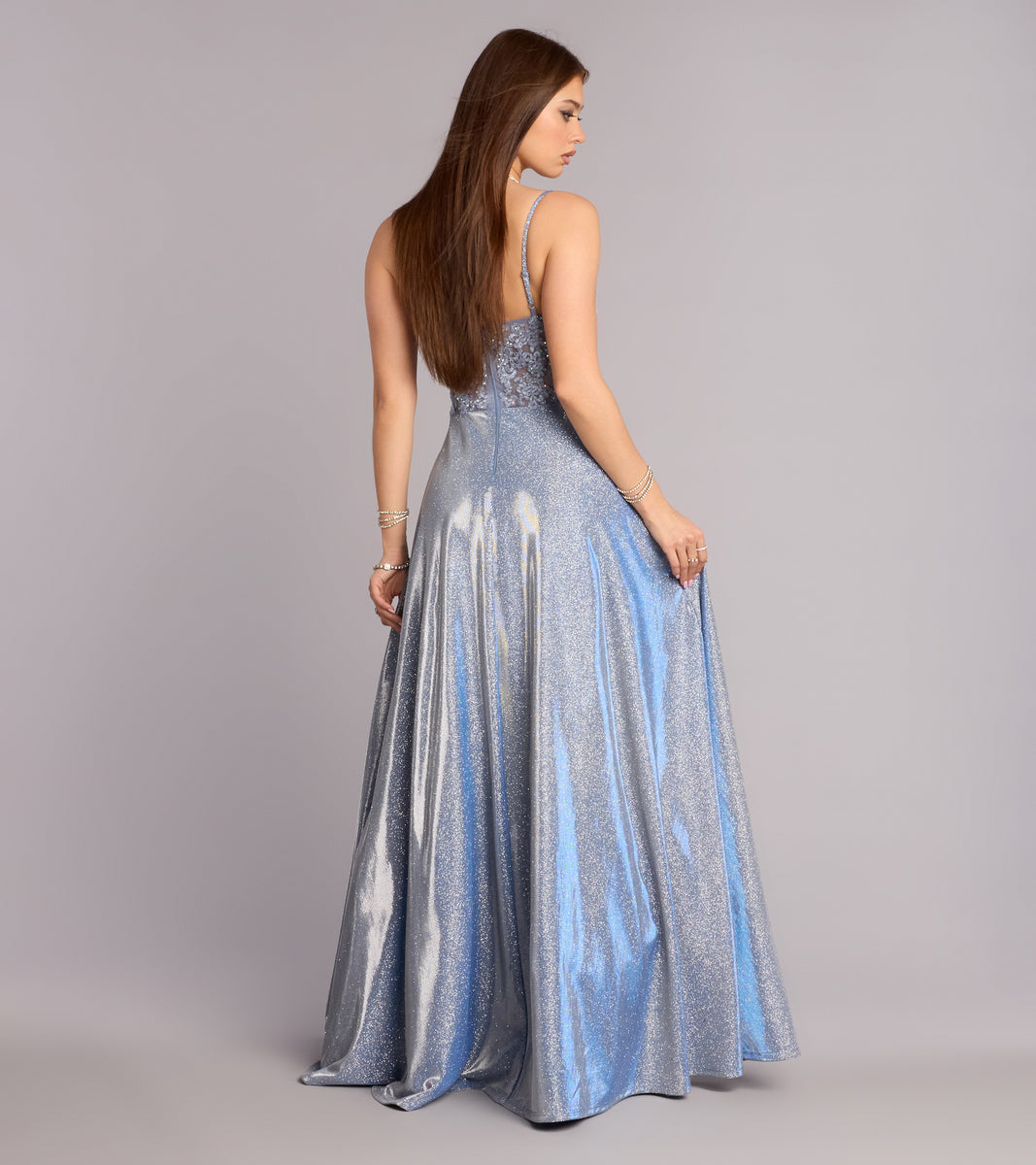 Skyler Floral Applique Glitter A-Line Gown | Windsor