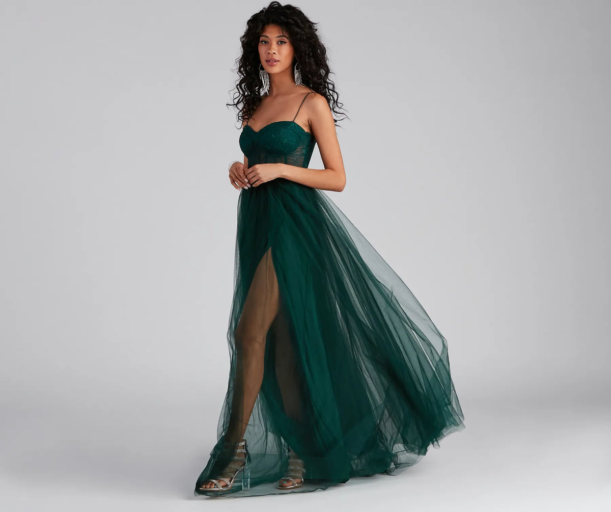 green emerald velvet dress Hailey Lace-Up Slit Slim Crepe Formal Dress