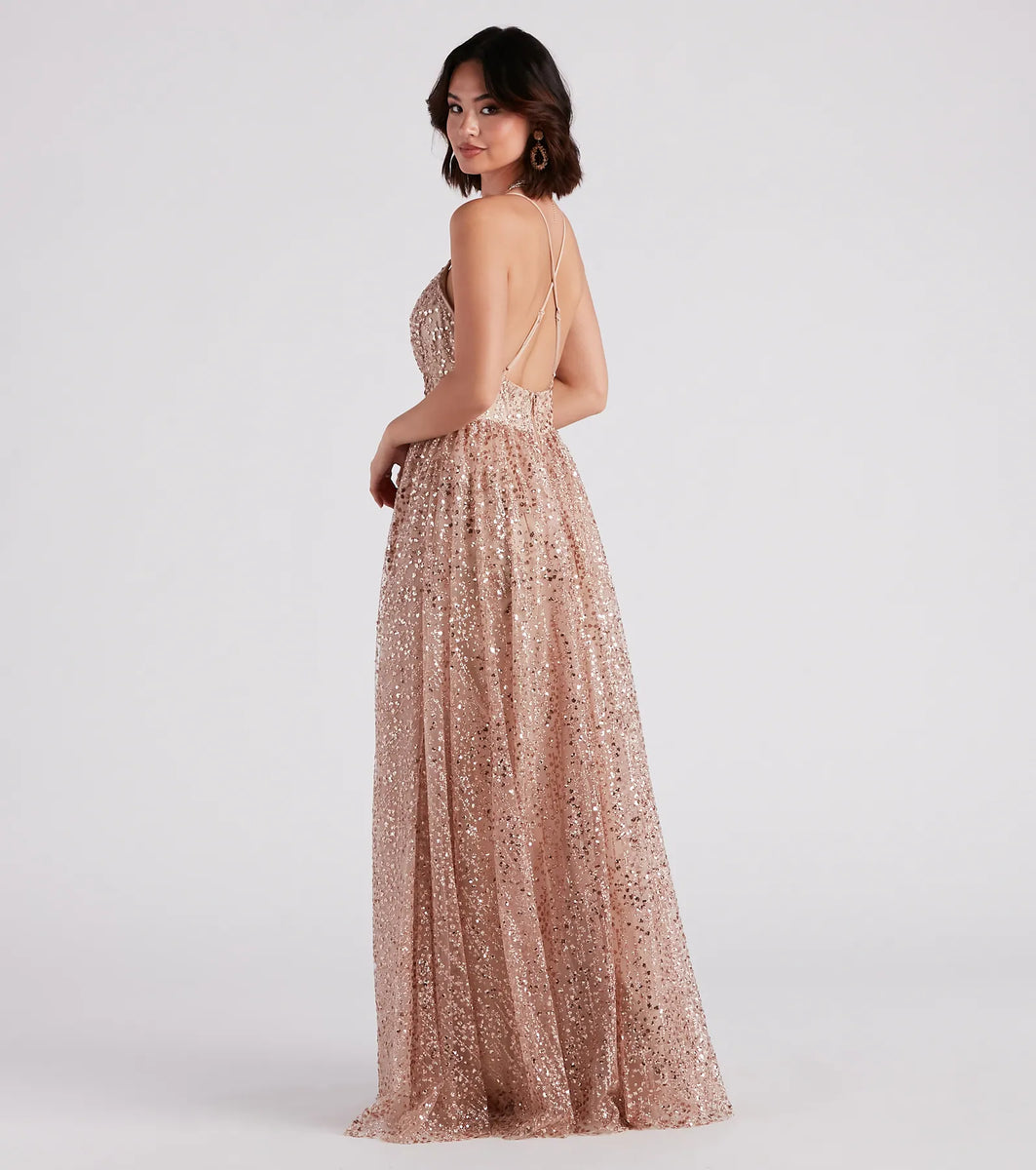 Stacy Glitter Sequin Tulle Ball Gown | Windsor