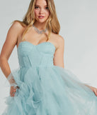 Lindsey Bustier A-Line Ruffle Tulle Ball Gown