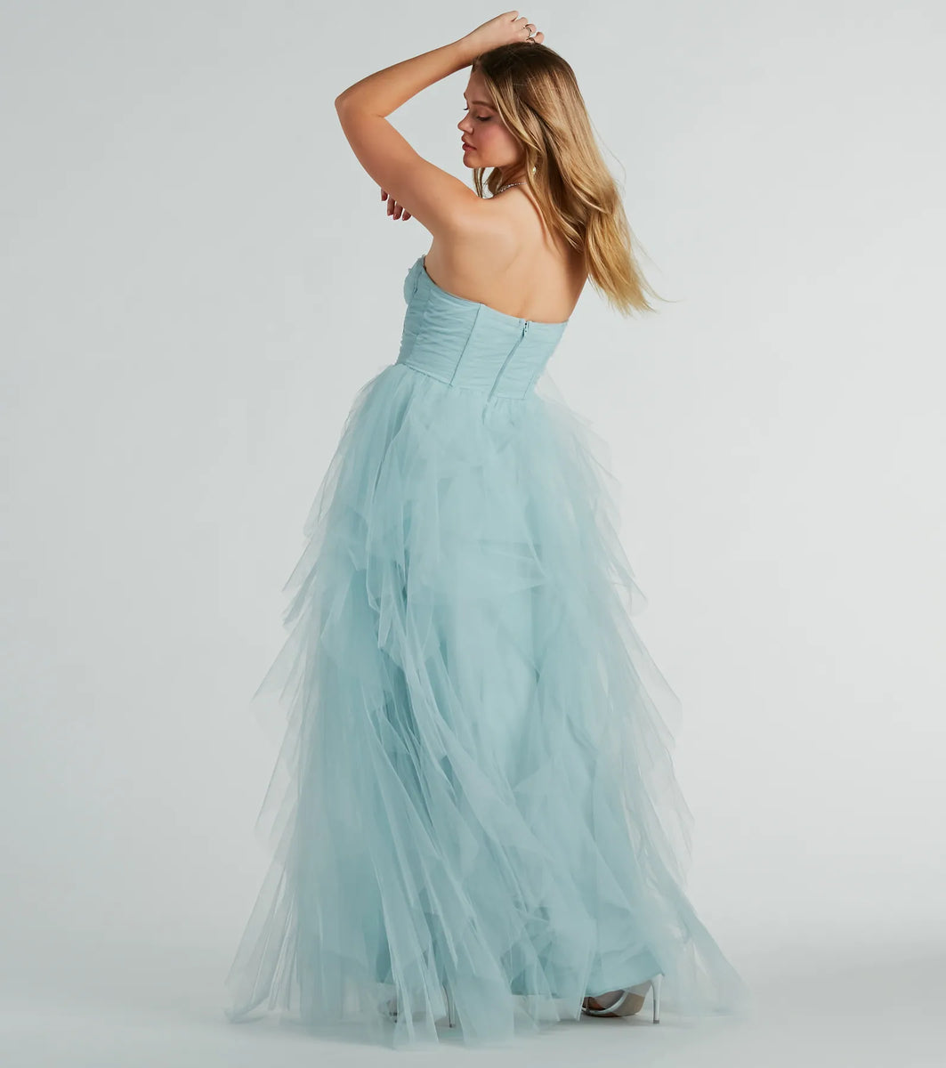 Lindsey Bustier A-Line Ruffle Tulle Ball Gown | Windsor