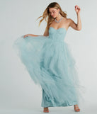 Lindsey Bustier A-Line Ruffle Tulle Ball Gown