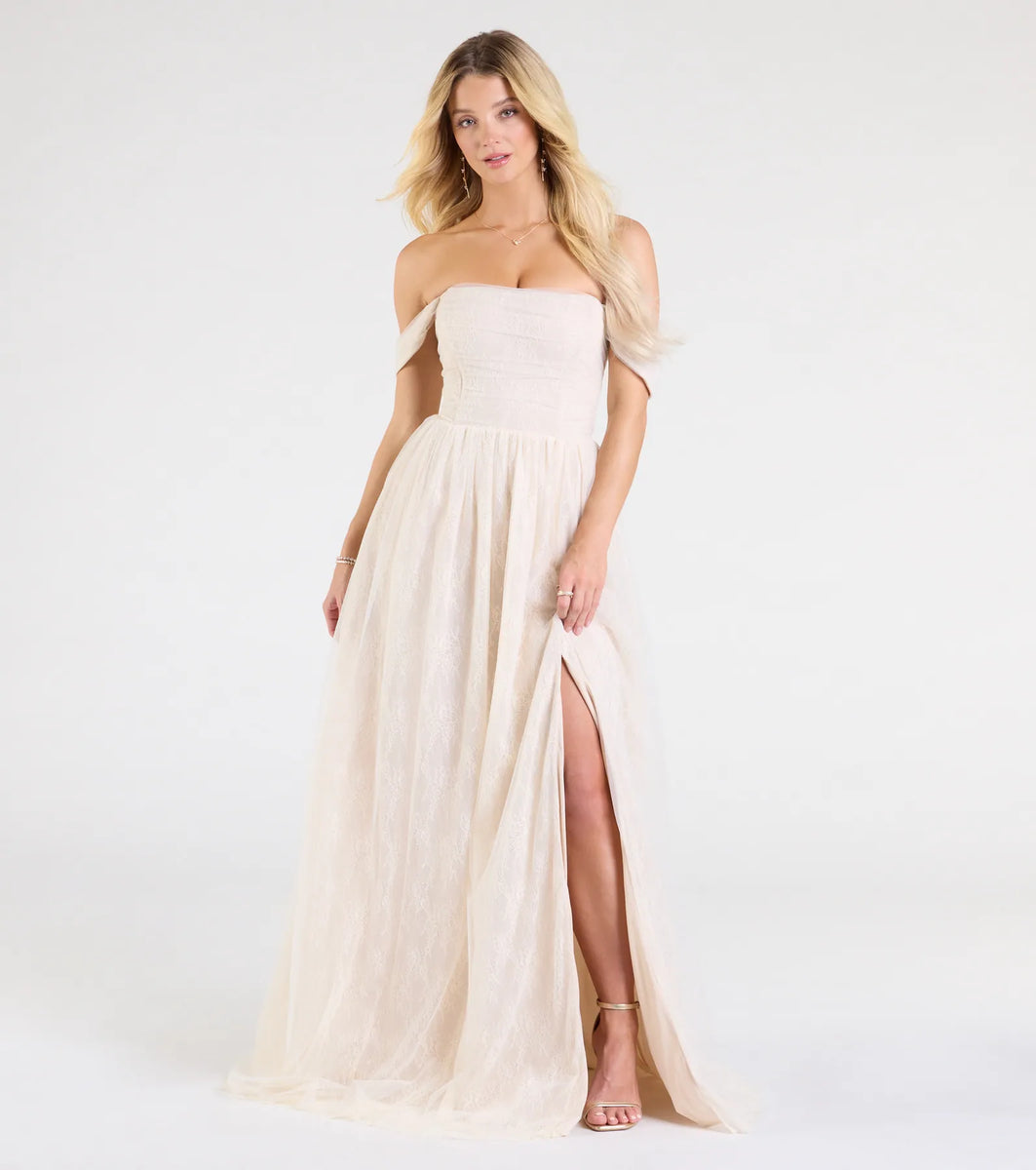 Raelynn Off-The-Shoulder A-Line Lace Ball Gown | Windsor Raelynn Off-The-Shoulder A-Line Lace Ball Gown | Windsor