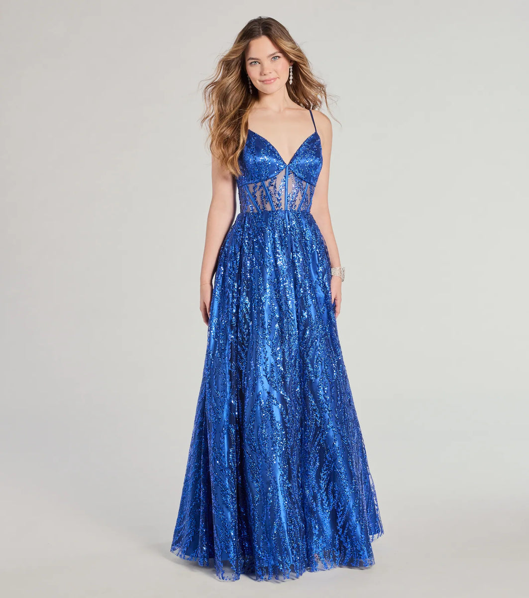 Janet Bustier Lace-Up Glitter A-Line Ball Gown | Windsor