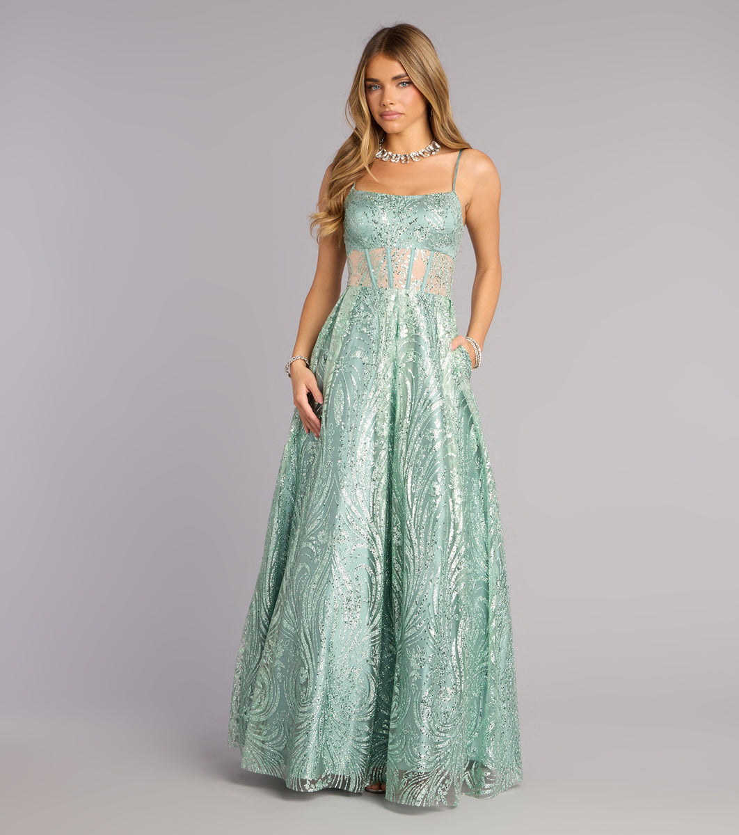 Aria Glitter Sequin Mesh A-Line Gown in Red | Size: 13 | Mesh Fabric/Sheer Mesh Fabric | Windsor Aria Glitter Sequin Mesh A-Line Gown in Red | Size: 13 | Mesh Fabric/Sheer Mesh Fabric | Windsor
