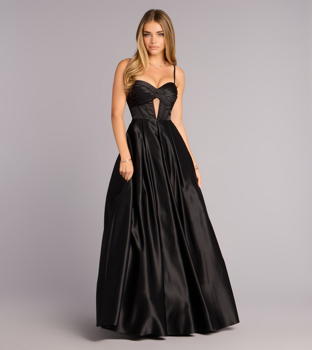 Gracelyn Satin Corset A-Line Gown & Windsor