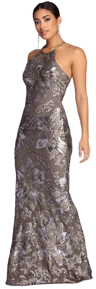 Aaliyah Formal Sequin Open Back Dress