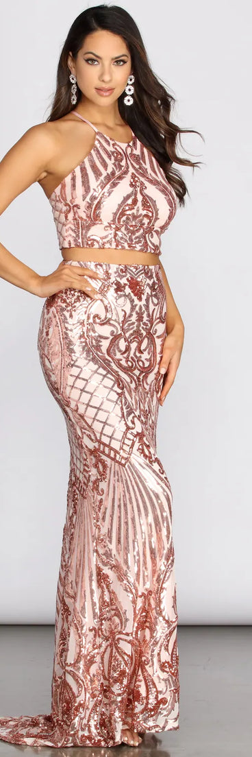 Alissa Formal Two Piece Sequin Dress