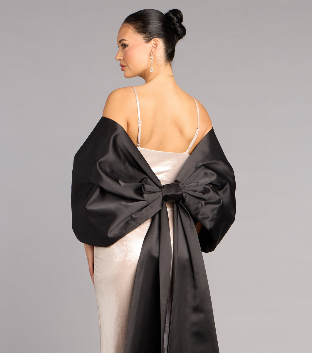 Bow Steals the Show Satin Wrap Shawl