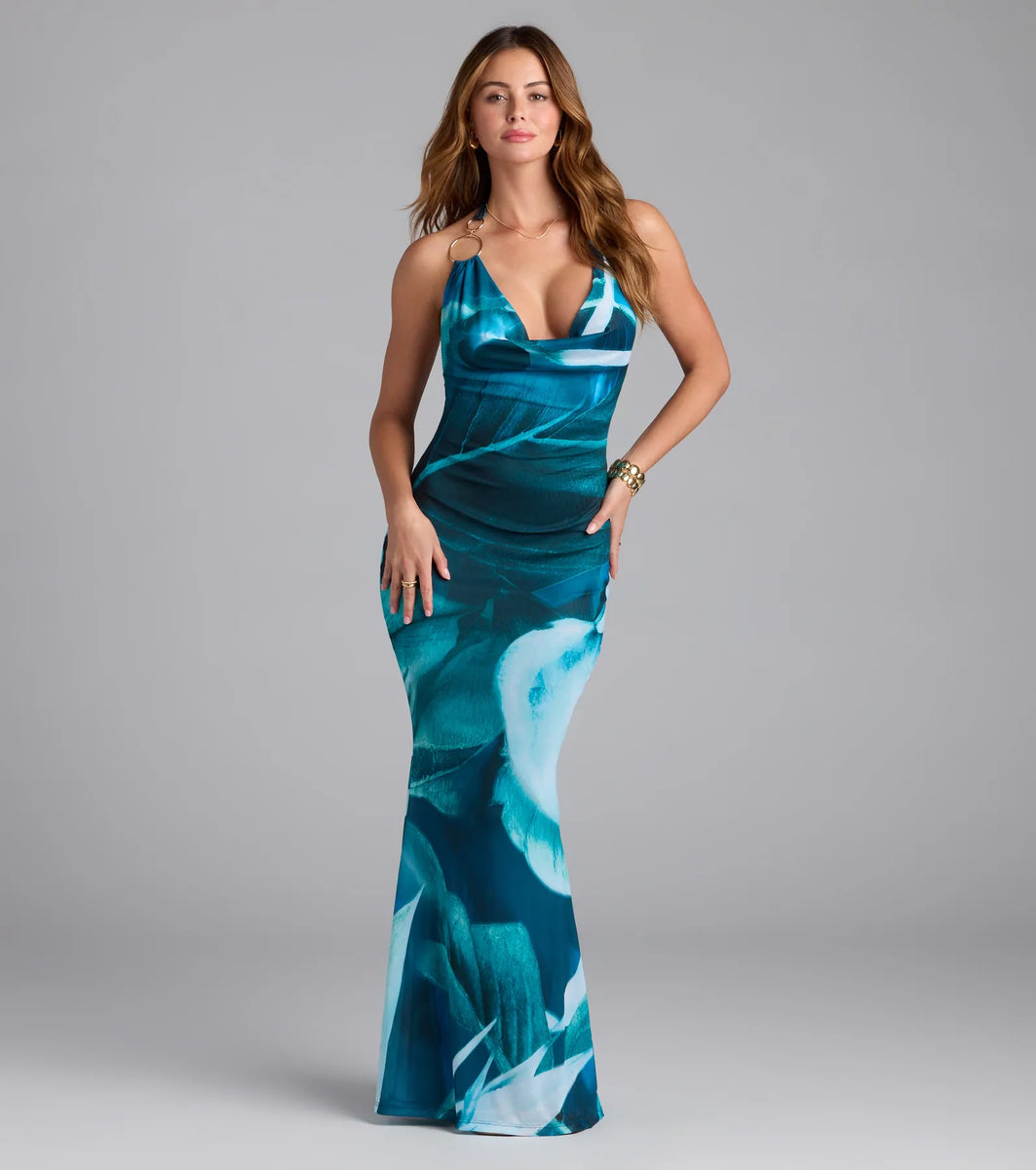 Dinner With A View Abstract Open Back Maxi Dress | Windsor